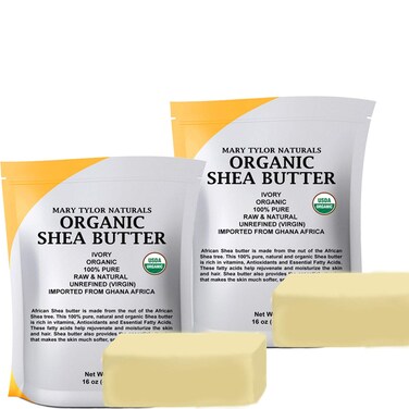 Mary Tylor Naturals Organic Shea butter 2 lb &mdash; USDA Certified Raw, Unrefined, Ivory From Ghana Africa &mdash; Great for Hair, Skin and DIY projects