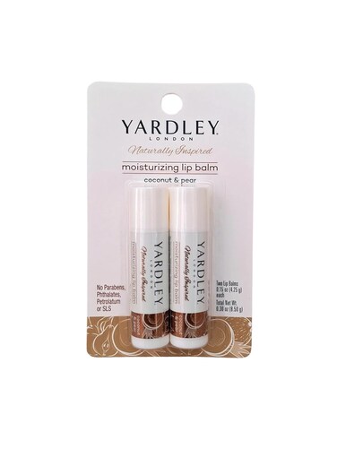 Yardley Naturally Inspired Lip Balm Coconut &amp; Pear Flavor 2 Moisturizing Lip Balms