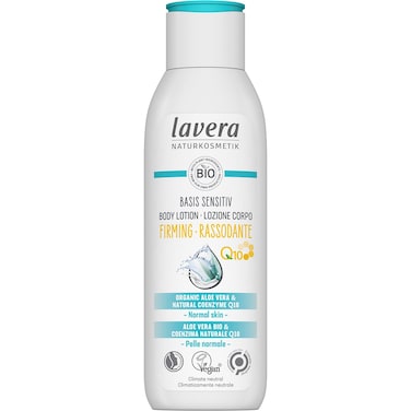 lavera basis sensitiv Body Lotion Firming - organic aloe vera &amp; natural coenzyme Q10 - improved skin elasticity in 14 days - PETA certified - biodegradable - vegan - natural cosmetics - 8,45 fl.oz.