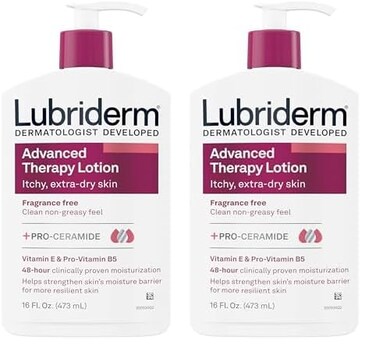 Lubriderm Advanced Therapy Fragrance Free Moisturizing Hand &amp; Body Lotion + Pro-Ceramide with Vitamins E &amp; Pro-Vitamin B5, Intense Hydration for Itchy, Extra Dry Skin, Non-Greasy, 16 fl. oz