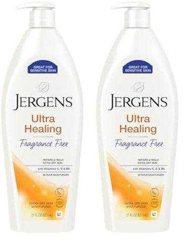 Jergens Hand and Body Lotion, Ultra Healing Dry Skin Moisturizer, Fragrance Free Lotion, Sensitive Skin Lotion, 21 Oz (Pack of 2)