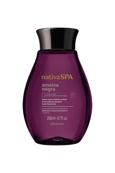 Nativa SPA by O Botic&aacute;rio, Black Plum Body Oil, Scented Moisturizer, Enriched with Purified Quinoa Drops to Boost Hydration, 6.8 Ounce