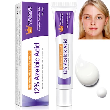 Azelaic Acid 12% Cream For Face, Azelaic Acid Acne Cream For Rosacea Treatment, Redness Relief, 0.7 OZ Azelaic Acid Gel With Salicylic Acid &amp; Niacinamide For Dark Spot, Skin Care.