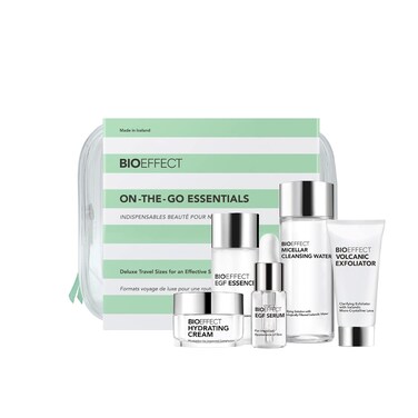 Bioeffect EGF Skincare Set of 5 Deluxe Samples, On the Go Kit to Experience a Hydrating, Anti-Aging Barley Growth Factor Daily Regimen to Cleanse, Exfoliate, Moisturizer, Renew &amp; Restore