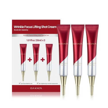 ISA KNOX Wrinkle Focus Firming Eye Cream Set (3.1fl oz, Pack of 3) - Korean Skin Care. Powerful Moisturizer for Fine Lines, Elasticity Strengthening Serum for Face and Eyes, Neck. Cedrol, Peptide.