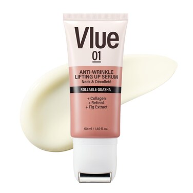 VLUE Retinol Guasha Neck Firming Cream - Anti-Aging Collagen &amp; Fig Extract Moisturizer for Wrinkles &amp; Sagging Skin, Hydrating &amp; Lifting Neck &amp; D&eacute;collet&eacute; Serum, Korean Skincare, 1.69 fl. oz.