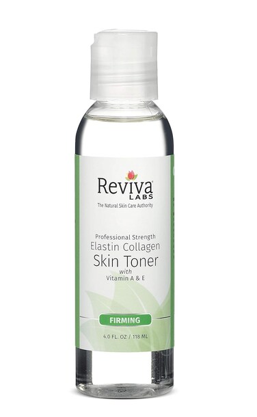 REVIVA LABS - Elastin Collagen Skin Toner with Vitamin A &amp; E, for Dry Skin - Pack of 3 (4 oz)