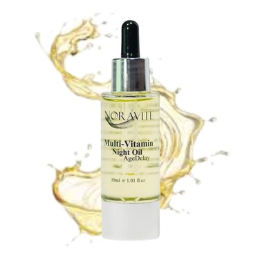AgeDelay Multi-Vitamin Night Facial Oil - Intensive Skin Tightening Oil &amp; Moisturizer - Nourishes Protects &amp; Rejuvenates - Antioxidant Serum w/Vitamin E, Omega 3,6,9 &amp; Seaweed - 30ml
