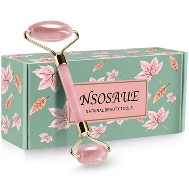 Face Roller Natural Rose Quartz Roller for Face Skin Care Face Roller - Aging Wrinkles,Puffiness Facial Skin Massager - Premium Authentic Jade Stone(Rose Quartz Roller)