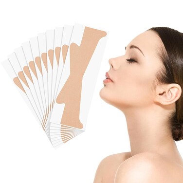 20Pcs Skin Tone Neck Tape, Neck Wrinkle Patches, Neck Tape Lifting Invisible, High Elastic Neck Lift Tape for Double Chin and Neck Jowls, Improve Neck Lines and Wrinkles