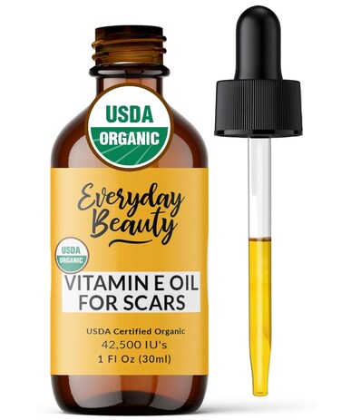 Organic Vitamin E Oil for Scars - All Natural &amp; Vegan Skin Moisturizer 1oz - Light and Unscented Great for Scars After Surgery - Reduce Wrinkles, Anti Aging, Lighten Dark Spots - Face, Skin &amp; All Over