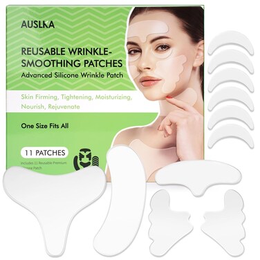 AUSLKA Silicone Patches for Wrinkles, Forehead &amp; Neck Wrinkle Patches, Reusable Silicone Face Patches for Wrinkles, Anti Aging Silicone Wrinkle Patches, Frown &amp; Chest Lines - 11 Pack