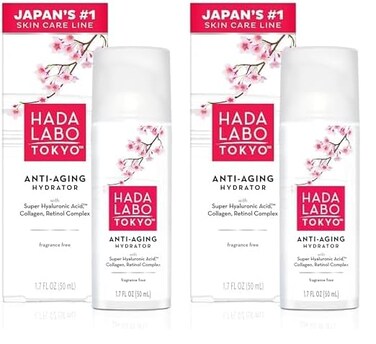 Hada Labo Tokyo Anti-Aging Hydrator 1.7 Fl. Oz - with Super Hyaluronic Acid, Collagen and Retinol Complex - lightweight anti aging serum helps increase firmness and elasticity, fragrance free