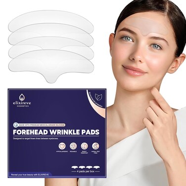Soft Silicone Forehead Wrinkle Patches Reusable, Non-invasive Natural Forehead Wrinkles Treatment Patches, Safe Anti Wrinkle Facial Patches Forehead Overnight,4 Patches