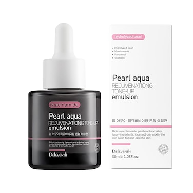 DEleventh Korean Brand Pearl Aqua Rejuvenationg Tone-Up Emulsion 30ml / with Niacinamide, and Vitamins B5 &amp; Vitamins E for a Bright, Hydrated, and Youthful Complexion