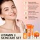 Vitamin C Skincare Set, 4PCS Travel Skincare Set With Facial Cleanser, Eye Cream, Serum &amp; Face Cream, Facial Skincare Set for Teen Girls and Women for Moisturizing, Anti-Aging, Anti-Wrinkle