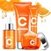 Vitamin C Skincare Set, 4PCS Travel Skincare Set With Facial Cleanser, Eye Cream, Serum &amp; Face Cream, Facial Skincare Set for Teen Girls and Women for Moisturizing, Anti-Aging, Anti-Wrinkle