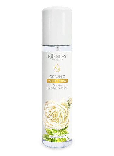 Essences Bulgaria   Organic White Rose Floral Water 8.5 Fl Oz   250ml   Rosa alba   100% Pure and Natural   Anti-Age Refreshing Beauty Mist   Alcohol-Free   Makeup Remover   Hydrating   Vegan