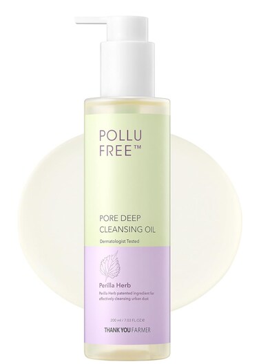 THANKYOU FARMER Pollufree Pore Deep Cleansing Oil - SPF Cleanser, Korean Perilla Herb, Makeup Blackhead Remover, Dermatologist Tested, Korean Oil Cleanser 7.03 fl.oz. 200ml