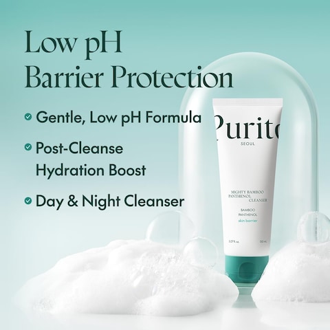 PURITO Mighty Bamboo Panthenol Cleanser, Gentle Face Wash for Moisturizing, for Sensitive Skin, Vegan &amp; Cruelty-Free Face Cleanser150ml / 5.07 fl. Oz.