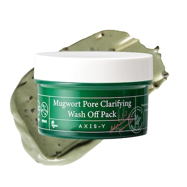 AXIS-Y Mugwort Pore Clarifying Wash Off Pack - Face Exfoliator Targets Clogged Pores, Whitehead &amp; Blackhead Remover - Vegan Korean Skin Care Glass Skin Clay Mask for All Skin Types - 3.38 fl. oz.