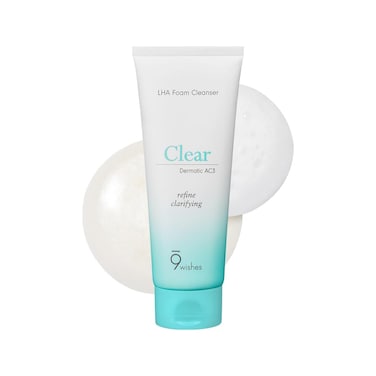 9 wishes Dermatic Clear Foam Cleanser 5.07 fl.oz - Acne Facial Wash with LHA &amp; 20% Pear Flower Extract &amp; Madecassoside   Low Alkaline, Gentle Exfoliating, Sensitive Skin Soothing, Korean Skincare