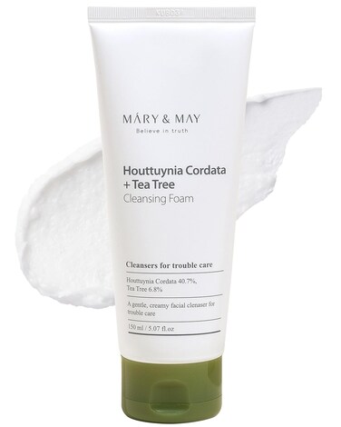 Mary&amp;May Houttuynia Cordata + Tea Tree Deep Clean Foam - Pore Cleansing, Skin Trouble Care, Soothing Hydration - Korean Skincare, EWG Green Grade, Hypoallergenic, 5.07 fl oz