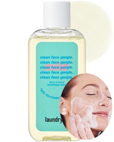 Clean Face Gargle Gel-to-Foam Cleanser Mild - Hypoallergenic Morning Face Gel Wash, Sensitive Skin Tested, with Pine &amp; Lactobacillus Extract, Cooling &amp; Refreshing, 5.4 fl.oz.