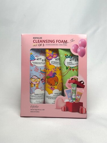 ESFOLIO CLEANSING FOAM PURE SKIN (SET OF 3) (HYALURONIC ACID WITH PEACH/VITAMIN C/SNAIL)