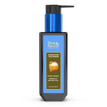 Blue Nectar Ayurvedic Tan Removal Face Wash for Glowing Skin   Honey Aloe Vera Detan Face Wash for Dry Skin, Oily Skin and Combination Skin (8 Herbs, 3.38 Fl Oz)