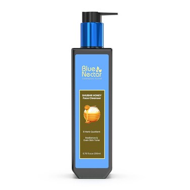 Blue Nectar Ayurvedic Honey and Aloevera Face Wash and Makeup Remover   Daily Facial Cleanser for Women and Men   All Skin Types (8 Herbs, 6.76 Fl Oz)
