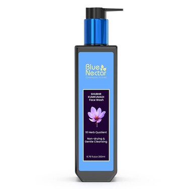 Blue Nectar Kumkumadi Brightening Face Wash with Saffron for Women &amp; Men   Sulphate free Anti Pimple Face Cleanser (10 Herbs, 6.76 Fl Oz)