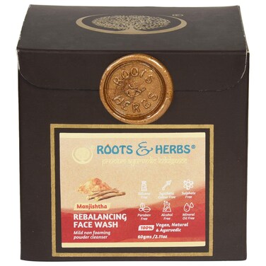 ROOTS AND HERBS Ayurvedic Face Wash Natural Treatment 100% Vegan No Paraben Manjistha Face Wash for Man and Woman, Lep powder for oily skin - 2.11 oz