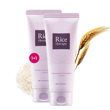 Rice Therapy Rice Bran Foam Cleanser (5.1+5.1fl oz, Pack of 2) - Facial Deep Cleansing Foam for Oily Skin. Radiant, Smooth Skin with Gentle Scrub for Men &amp; Women