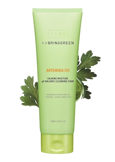 BRING GREEN Artemisia Cera Calming Moisture Ph Balance Cleansing Foam   Vegan Foam Cleanser for Exfoliation, Removes Blackheads, Whiteheads, Facial Residue, for Sensitive Irritated Skin 8.45 Fl. Oz.