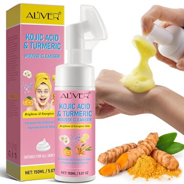 Turmeric Face Wash, Turmeric Facial Cleanser Turmeric Kojic Acid Foaming Cleansing, Deep Cleansing of Facial Skin for Face and Body, Help Balance Skin Oil and Water, Lighten Spots