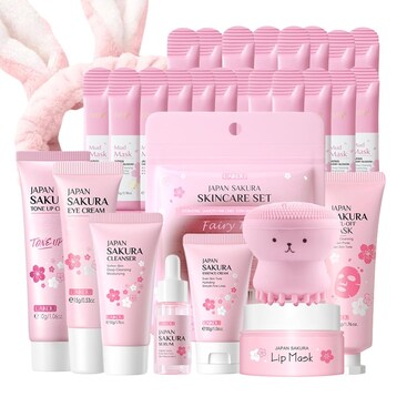Skin Care Set Sakura Women Gifts - Skin Care for Teens 10-12 Gifts Japan - Skincare for Girls 10-12 - Gift Set for Women with Cleanser,Serum,Cream(One Size, 8PCS Sakura Scent)