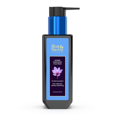 Blue Nectar Kumkumadi Brightening Face Wash with Saffron for Women &amp; Men   Sulphate free Anti Pimple Face Cleanser (10 Herbs, 3.38 Fl Oz)