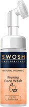 SWOSH Natural Vitamin C Foaming Face Wash For Pimple Prone &amp; Oily Skin - No Parabens, Sulphate, Silicones &amp; Colour (with Built-in Face Brush), 100 ml/ 3.38 fl oz