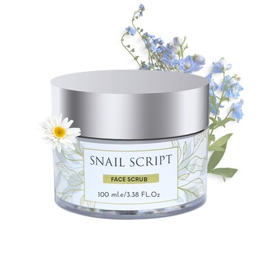 Snail Script Exfoliating Face Scrub, Advanced Snail Mucin Scrub daily deep scrub pore cleansing scrub for Dry &amp; Sensitive Skin, Korean Skin Care Brightening Facial Scrub for youthful dewy skin