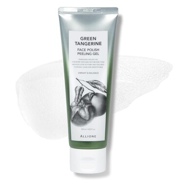 Face Scrub Peeling Gel Green Tangerine   Deep Cleansing Face Wash, Korean Exfoliating, Low Irritation for All Skin, Moisturizing Glowing Gentle Dead Skin Remover, Sebum&amp;Pore Care, 4.05 Fl Oz