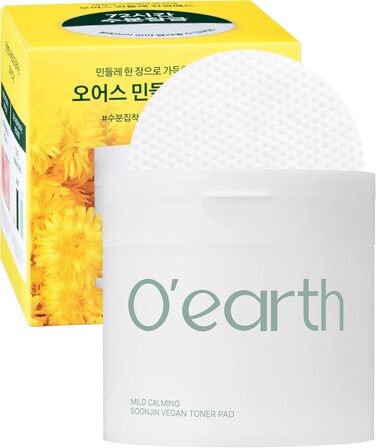 O&rsquo;Earth Mild Calming Vegan Toner Pad - Dual-Textured, Exfoliating, Soothing, Moisturizing with Dandelions &amp; Hyaluronic Acid, EWG Green Certified, 90 Pads