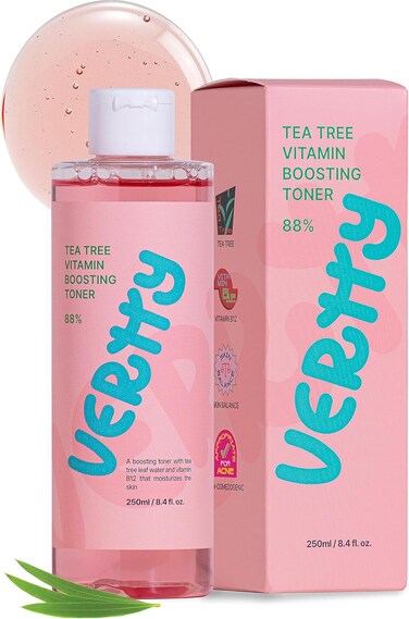 Vertty Tea Tree Vitamin Boosting Coral Toner   Hydrating, Brightening, Moisturizing, Redness Relief Facial Toner   Vitamin B12 Toner   Long-Lasting Hydration   Non-Comedogenic (8.4fl oz)