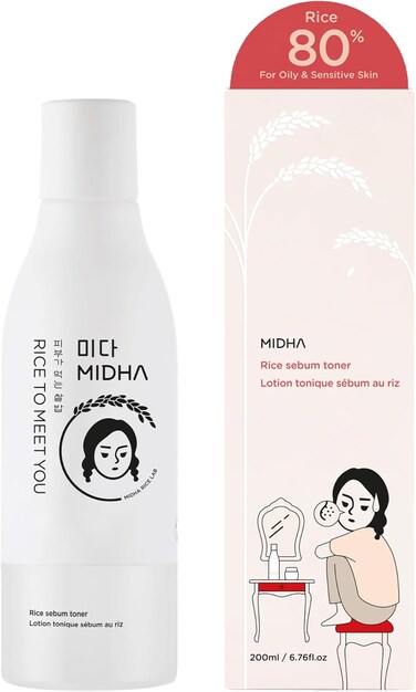MIDHA Rice SEBUM Toner 200ml - 80% Pure Rice bran Water Vegan Face Toner Astringent