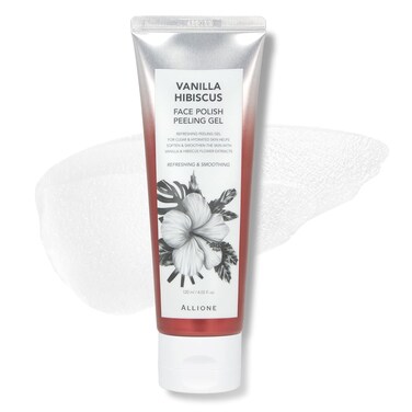 Face Scrub Peeling Gel Vanilla Hibiscus   Deep Cleansing Face Wash, Korean Exfoliating, Low Irritation for All Skin, Moisturizing Glowing Gentle Dead Skin Remover, Sebum&amp;Pore Care, 4.05 Fl Oz