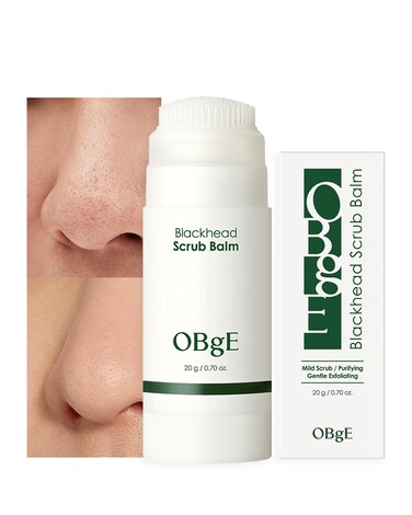 OBgE Blackhead Scrub Balm (0.7oz) - Moisturizing Scrub Stick for Blackhead Removal, Pore Minimizing, Gentle Exfoliation &amp; Moisturization. Tea Tree, Green Tea &amp; Heartleaf.