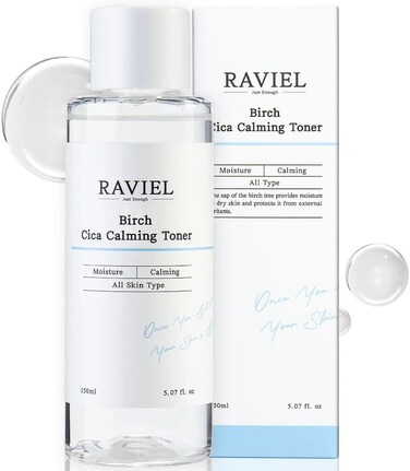 RAVIEL Birch CICA Calming Toner   Cenella Asiatica, Soothing, Trouble Care, Hydrating for Sensitive Skin   Barrier Calming, Gentle, Moisturizing Korean Skin Care (5.07 fl oz)