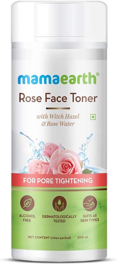 Mamaearth Rose Water Toner with Witch Hazel   Pore Tightening &amp; Hydrating Formula   Shrink Open Pores &amp; Enhances Natural Glow   Alcohol-Free   6.76 Fl Oz (200ml)