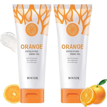 Orange Exfoliating Gel Scrub Face Body Skin,Orange Peeling Gel,Deep Moisturizing Skin and Cleansing Pore Dirt (2PCS)
