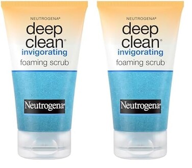 Neutrogena Deep Clean Invigorating Foaming Facial Scrub with Glycerin, Cooling &amp; Exfoliating Gel Face Wash to Remove Dirt, Oil &amp; Makeup, 4.2 fl. oz (Pack of 2)